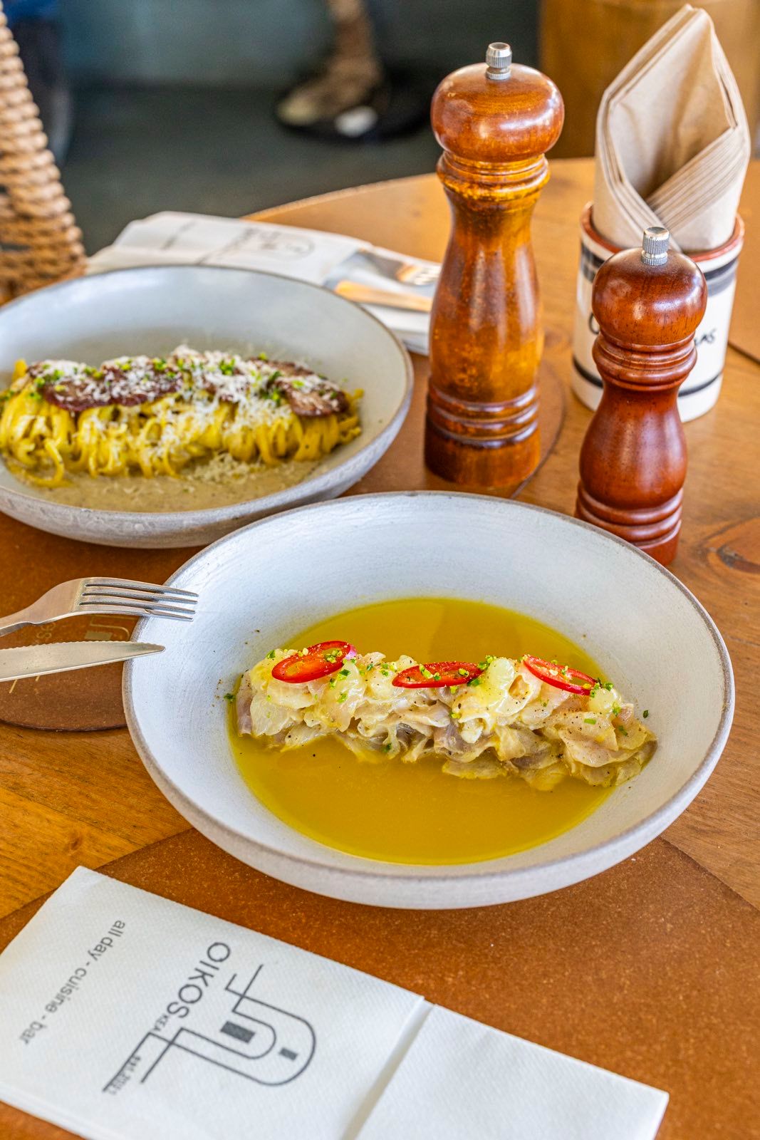Tagliatelle on the table at OIKOS